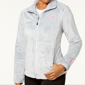 Fuzzy Grey Breast Cancer North Face Jacket